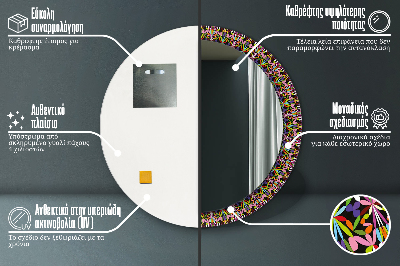 Specchio rotondo stampato Pattern di mandala psichedelica