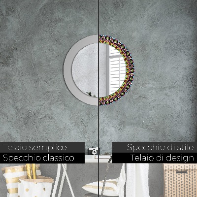 Specchio rotondo stampato Pattern di mandala psichedelica