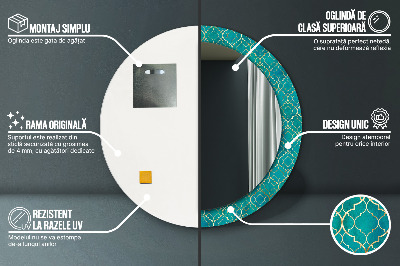 Specchio rotondo cornice con stampa Composizione verde e oro