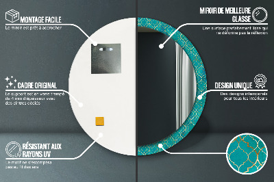 Specchio rotondo cornice con stampa Composizione verde e oro