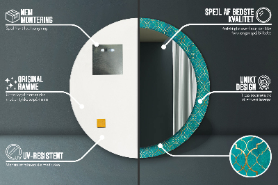 Specchio rotondo cornice con stampa Composizione verde e oro