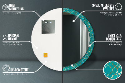 Specchio rotondo cornice con stampa Composizione verde e oro