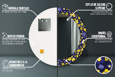 Specchio rotondo stampato Dolci fiori piccoli