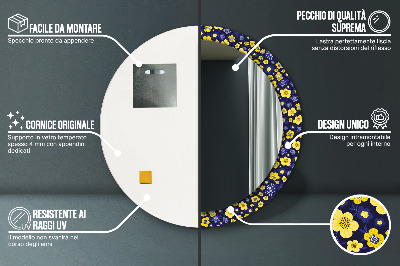 Specchio rotondo stampato Dolci fiori piccoli