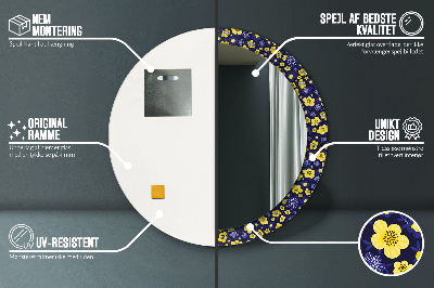 Specchio rotondo stampato Dolci fiori piccoli