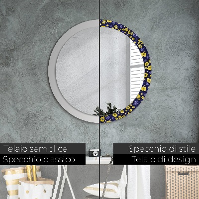 Specchio rotondo stampato Dolci fiori piccoli