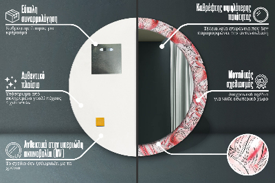 Specchio rotondo stampato Pattern fiammeggiante