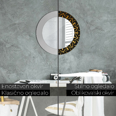 Specchio tondo con decoro Golden mandala