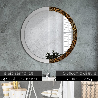 Specchio tondo con decoro Golden mandala