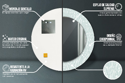 Specchio rotondo cornice con stampa Composizione trainata a mano