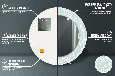 Specchio rotondo cornice con stampa Composizione trainata a mano