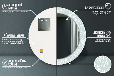 Specchio rotondo cornice con stampa Composizione trainata a mano