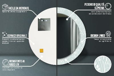 Specchio rotondo cornice con stampa Composizione trainata a mano