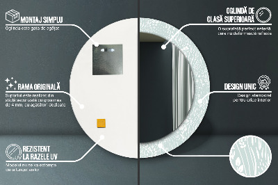 Specchio rotondo cornice con stampa Composizione trainata a mano