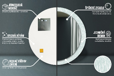 Specchio rotondo cornice con stampa Composizione trainata a mano