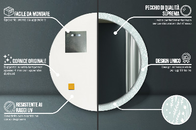 Specchio rotondo cornice con stampa Composizione trainata a mano