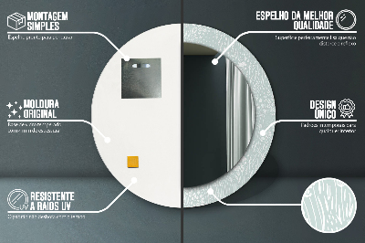 Specchio rotondo cornice con stampa Composizione trainata a mano