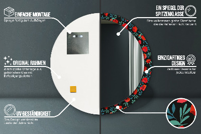 Specchio rotondo stampato Seme di papavero rosso