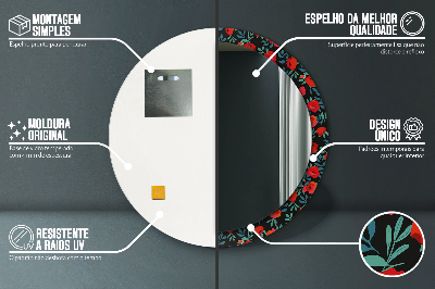 Specchio rotondo stampato Seme di papavero rosso