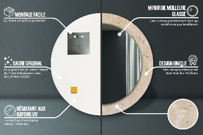 Specchio rotondo stampato Pietra naturale