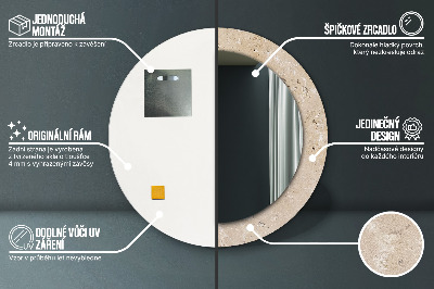Specchio rotondo stampato Pietra naturale