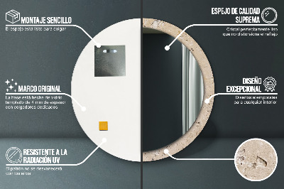 Specchio rotondo stampato Pietra naturale