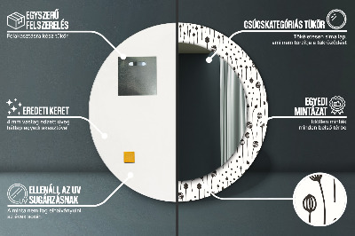 Specchio rotondo stampato Disegno floreale
