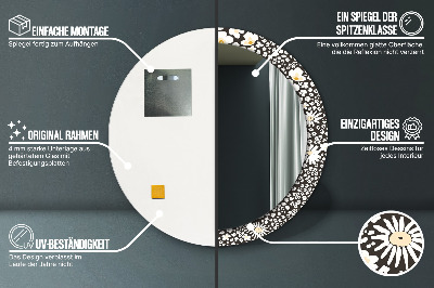 Specchio rotondo stampato Stokrotka ivory