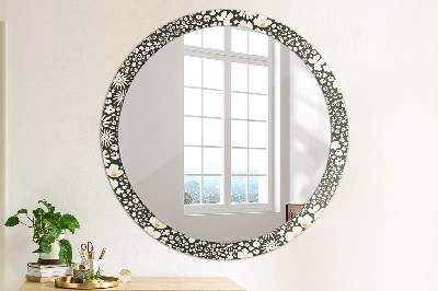 Specchio rotondo stampato Stokrotka ivory