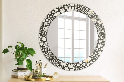 Specchio rotondo stampato Stokrotka ivory
