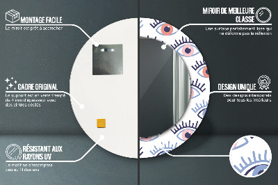 Specchio rotondo stampato Stile degli occhi moderni