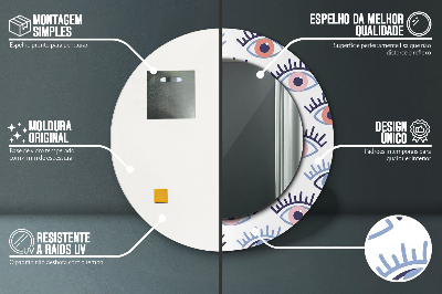 Specchio rotondo stampato Stile degli occhi moderni