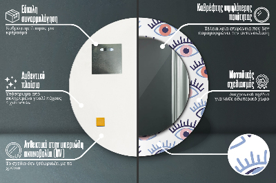 Specchio rotondo stampato Stile degli occhi moderni