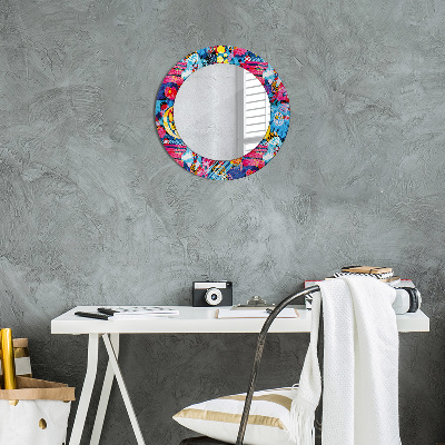 Specchio tondo con decoro Scarabocchi colorati
