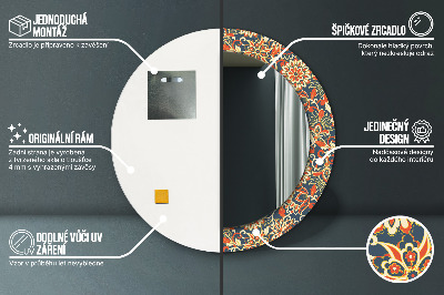 Specchio rotondo cornice con stampa Illustrazione dell'anno di fiori