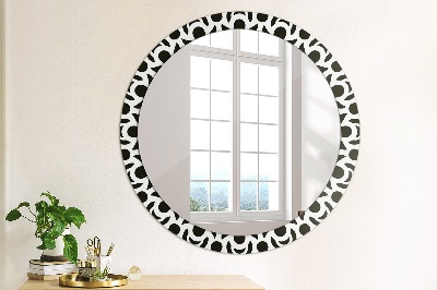 Specchio rotondo cornice con stampa Ornamento geometrico nero