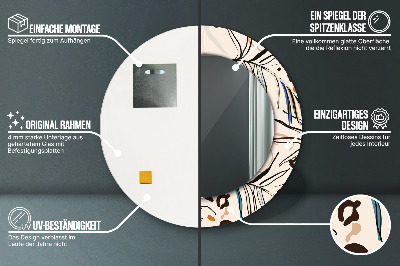 Specchio rotondo stampato Fiori con un motivo nella giungla