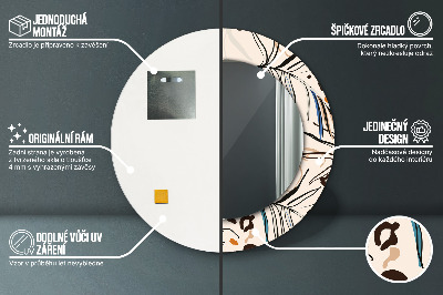 Specchio rotondo stampato Fiori con un motivo nella giungla