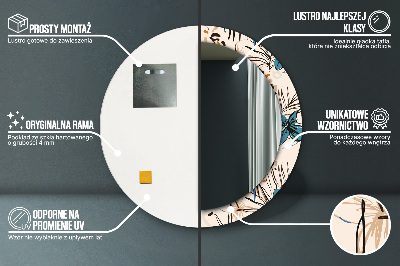 Specchio rotondo stampato Fiori con un motivo nella giungla