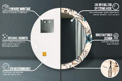 Specchio rotondo stampato Fiori con un motivo nella giungla