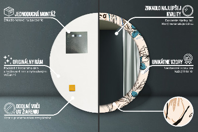 Specchio rotondo stampato Fiori con un motivo nella giungla