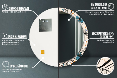 Specchio rotondo stampato Fiori con un motivo nella giungla