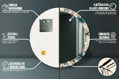 Specchio rotondo stampato Fiori con un motivo nella giungla