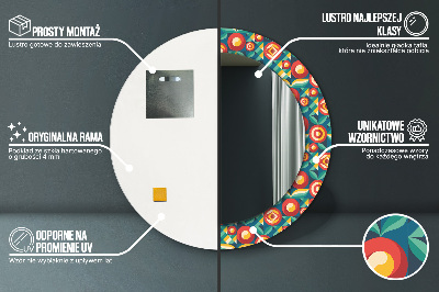 Specchio rotondo stampato Frutta e foglie geometriche