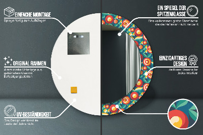 Specchio rotondo stampato Frutta e foglie geometriche