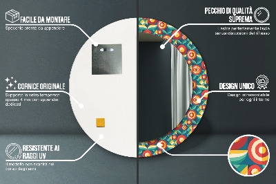 Specchio rotondo stampato Frutta e foglie geometriche