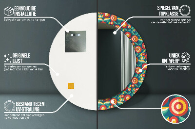 Specchio rotondo stampato Frutta e foglie geometriche