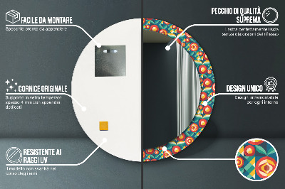 Specchio rotondo stampato Frutta e foglie geometriche