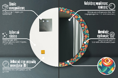 Specchio rotondo stampato Frutta e foglie geometriche