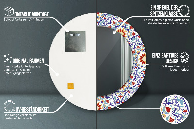 Specchio rotondo stampato Composizione colorata orientale